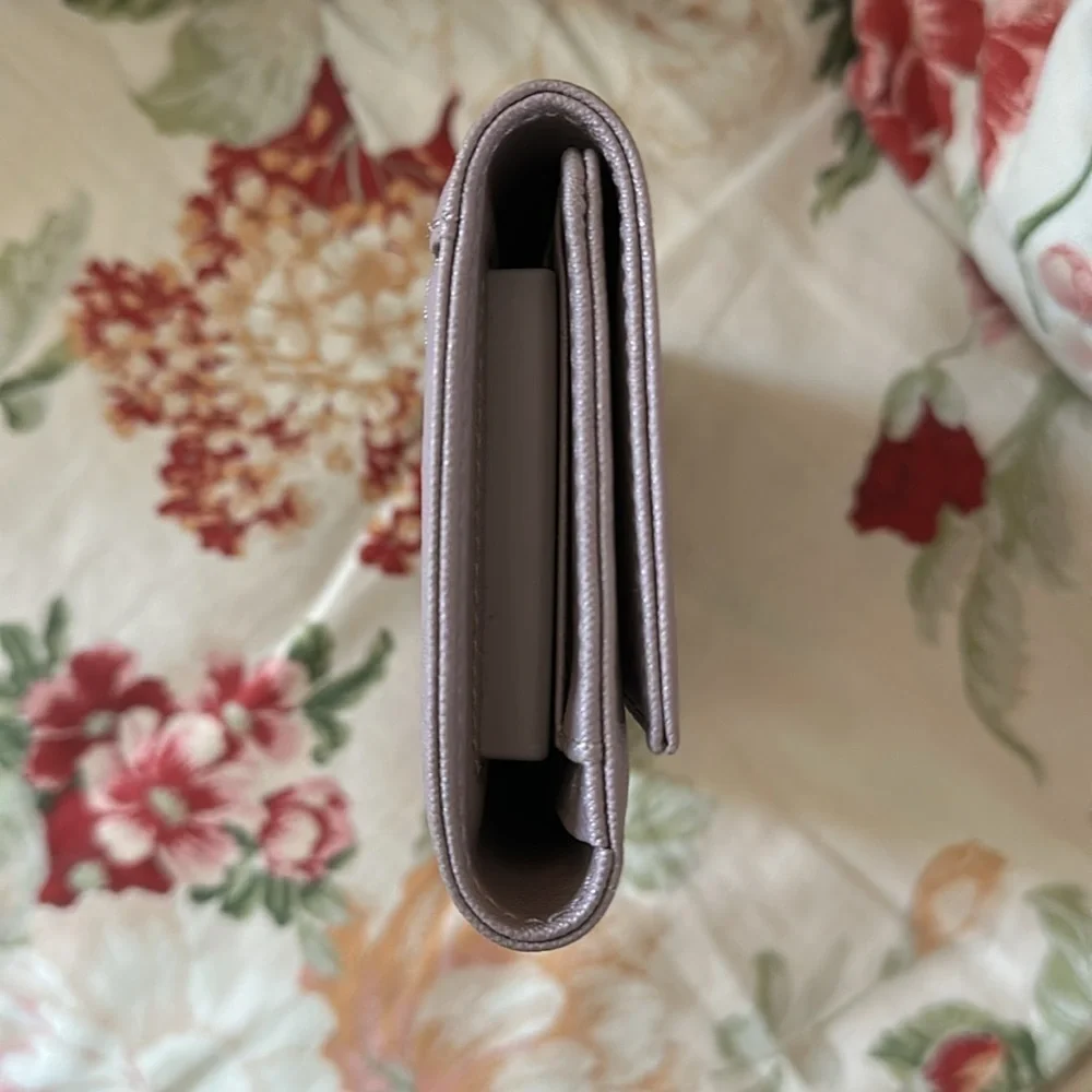 kate spade ♠️ NEW YORK Taupe Saffiano Leather Tri-Fold Cellphone Wallet
